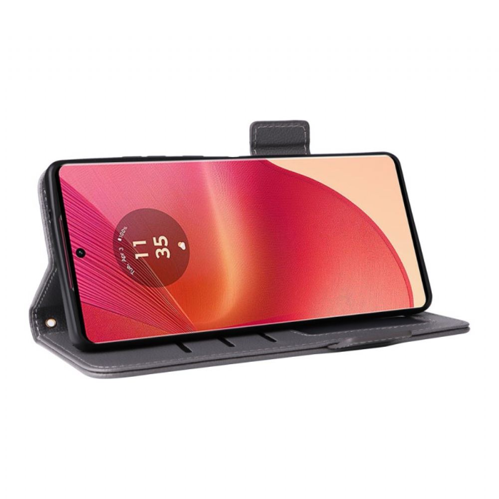 Peněženková Pouzdra Motorola Edge 50 Fusion Textura Litchi S Popruhem