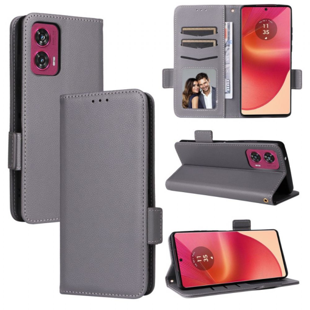 Peněženková Pouzdra Motorola Edge 50 Fusion Textura Litchi S Popruhem