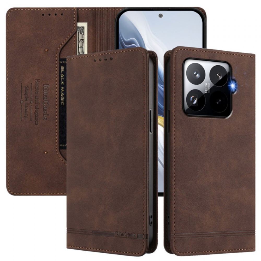 Kožené Pouzdro Folio Na Xiaomi 15t Pro Blokování Rfid