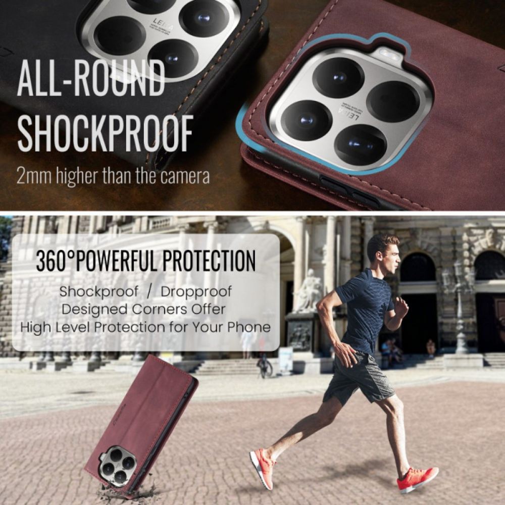 Kožené Pouzdro Folio Na Xiaomi 15t Pro Caseme