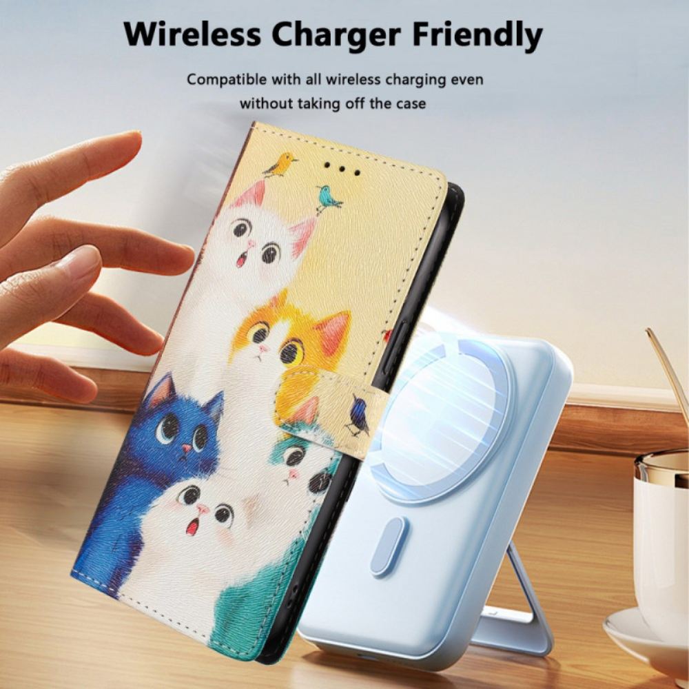 Kožený Kryt Na Xiaomi 15t Pro Barevné Kočky