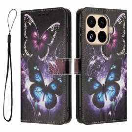 Kožený Kryt Na Xiaomi 15t Pro Dva Motýli