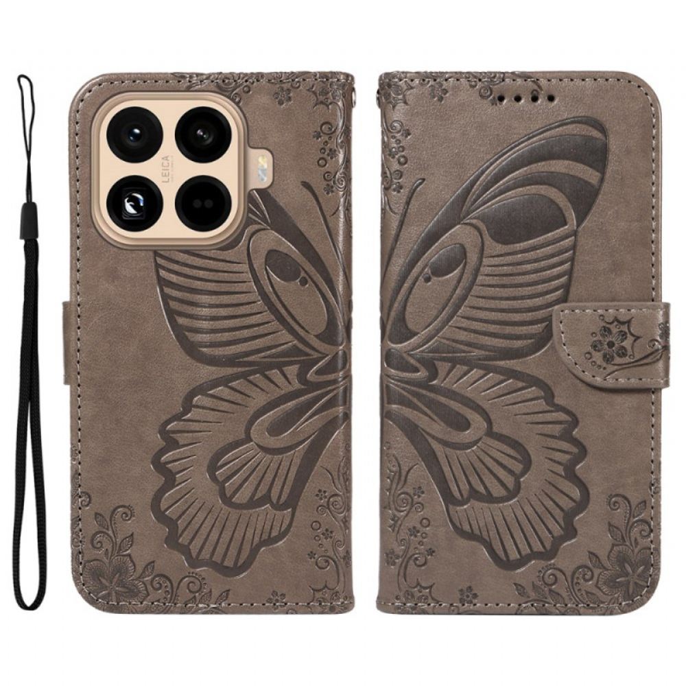 Kožený Kryt Na Xiaomi 15t Pro Grafický Motýl