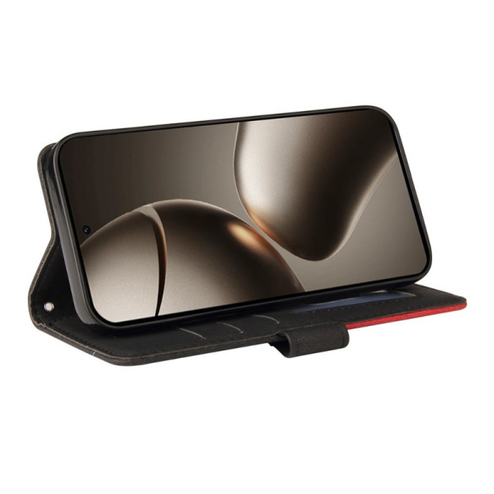 Kožený Kryt Xiaomi 15t Pro Dvoubarevný Vlnitý Vzor