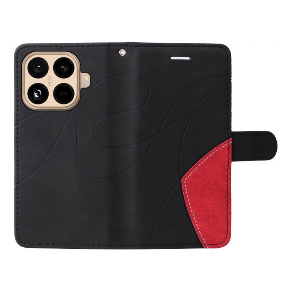 Kožený Kryt Xiaomi 15t Pro Dvoubarevný Vlnitý Vzor