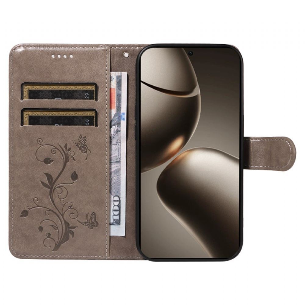 Kožený Kryt Xiaomi 15t Pro Květinový Vzor