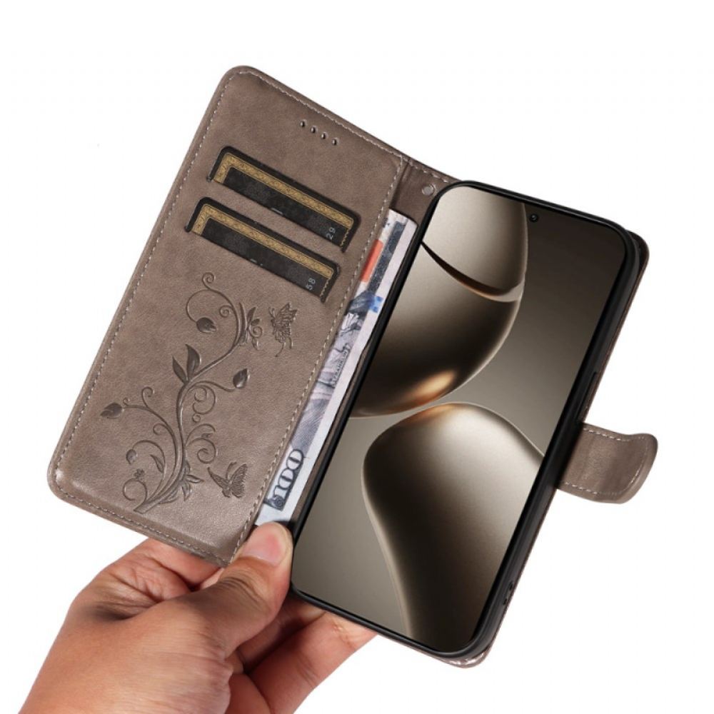 Kožený Kryt Xiaomi 15t Pro Květinový Vzor