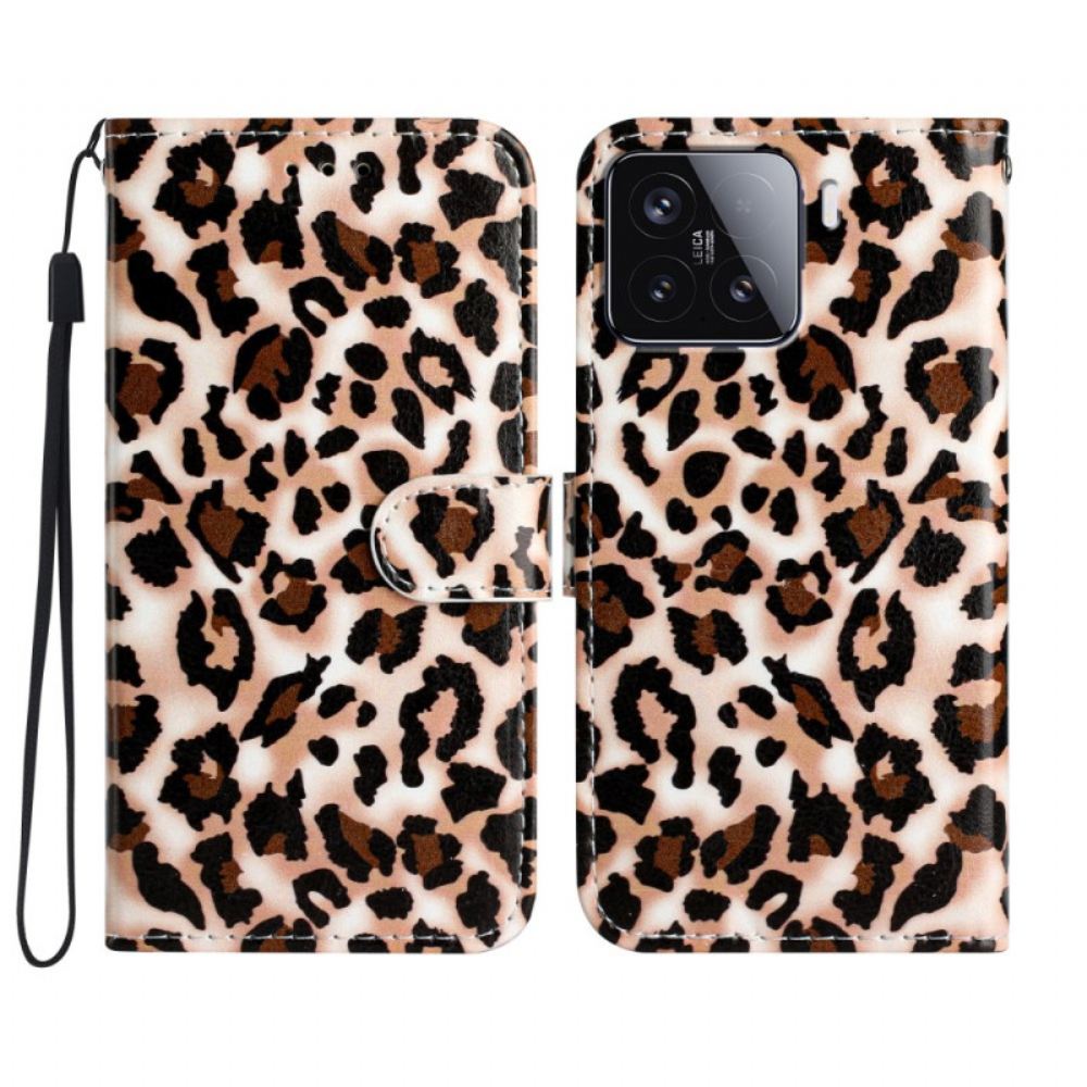 Kožený Kryt Xiaomi 15t Pro Leopardí Vzor