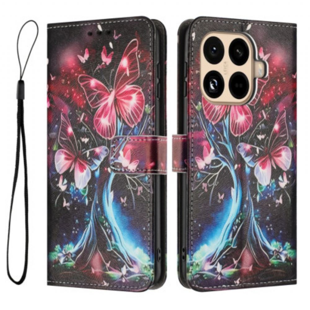 Kožený Kryt Xiaomi 15t Pro Motýlí Strom