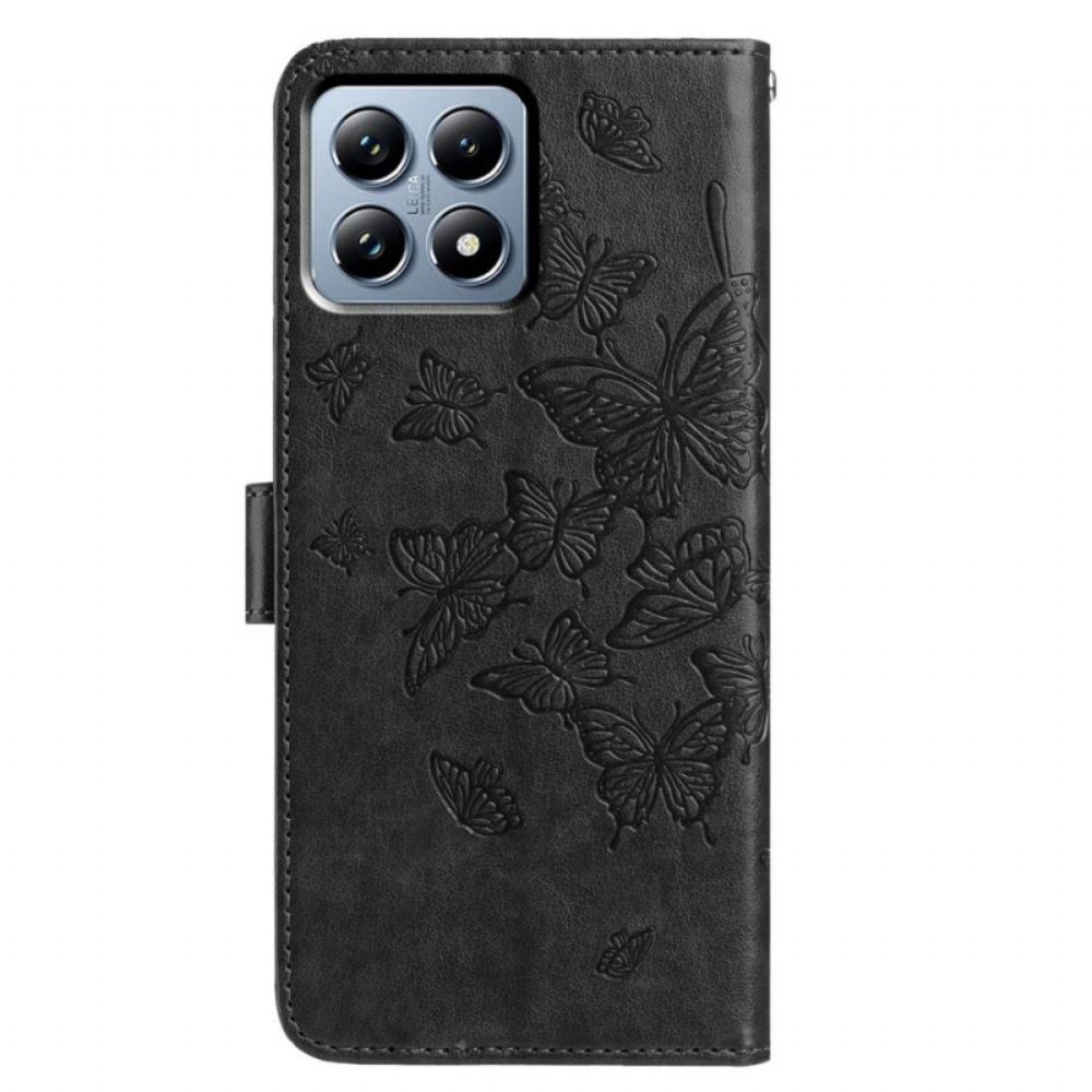 Kožený Kryt Xiaomi 15t Pro Motýlí Vzor