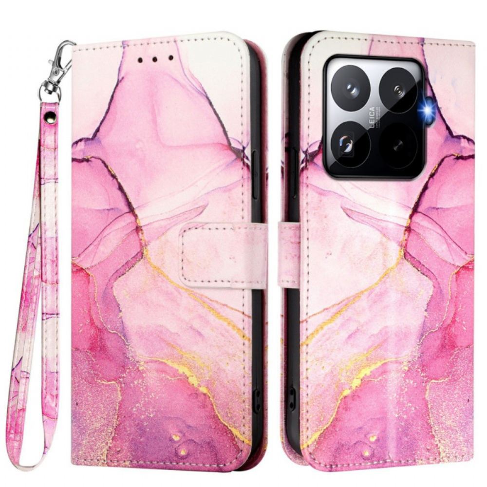 Kožený Kryt Xiaomi 15t Pro Mramorový Pásek