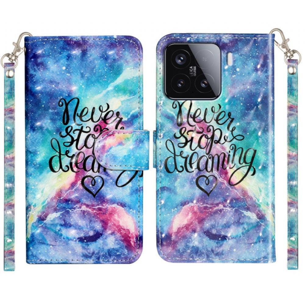 Kožený Kryt Xiaomi 15t Pro Nikdy Nepřestávej Snění S Popruhem