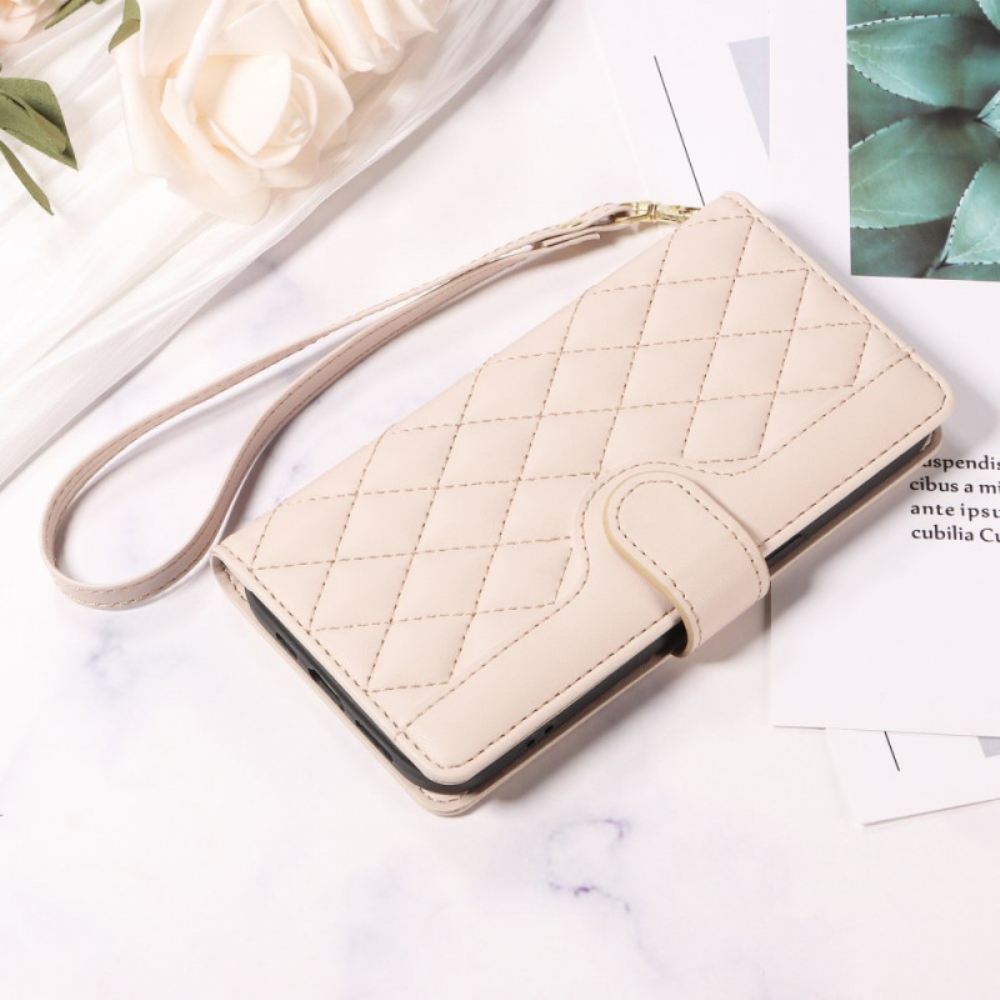 Kožený Kryt Xiaomi 15t Pro Prošívaná S Popruhem A Poutkem Na Rameno