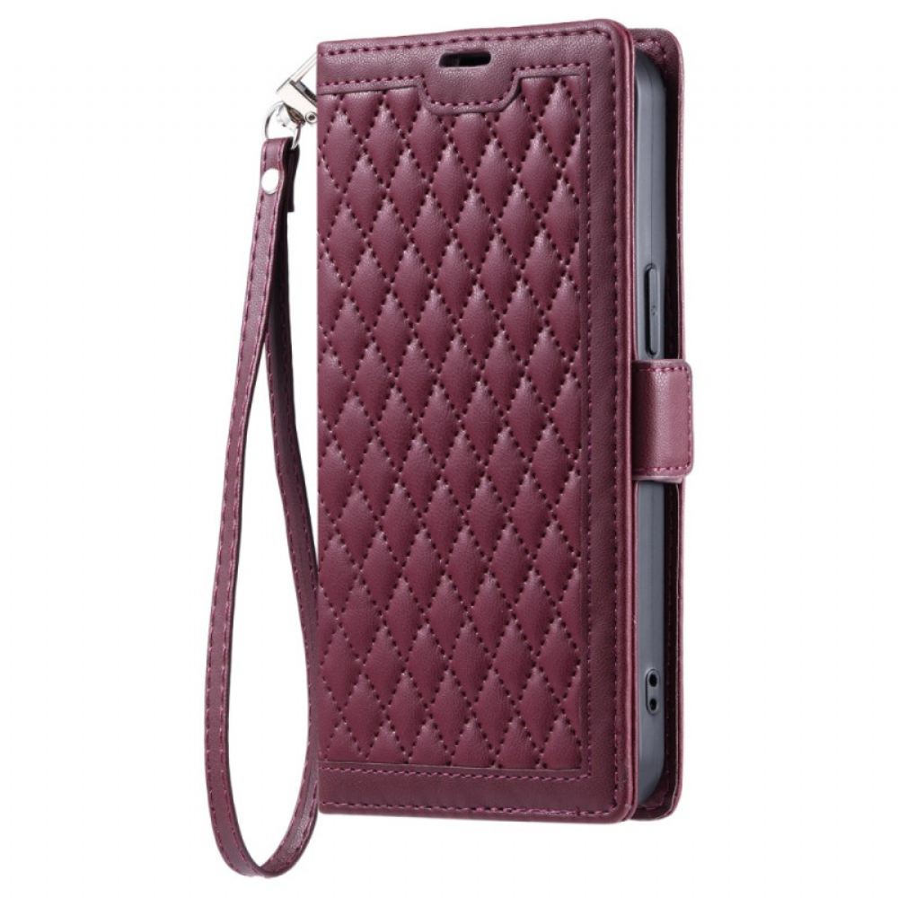 Kožený Kryt Xiaomi 15t Pro Prošívané S Popruhem