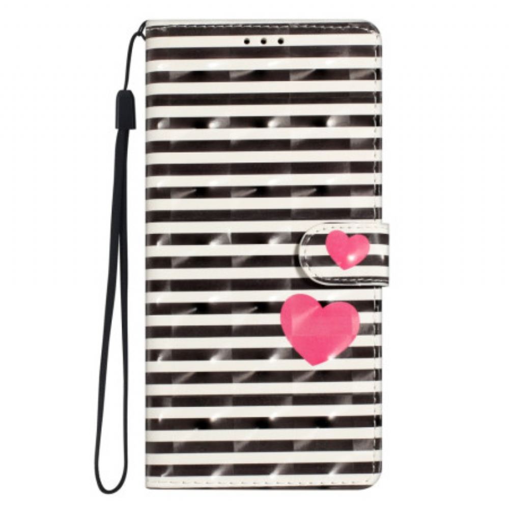 Kožený Kryt Xiaomi 15t Pro Pruhy A Srdce