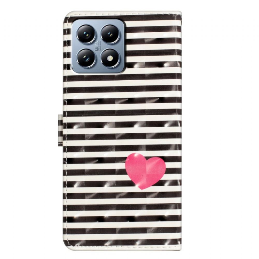 Kožený Kryt Xiaomi 15t Pro Pruhy A Srdce