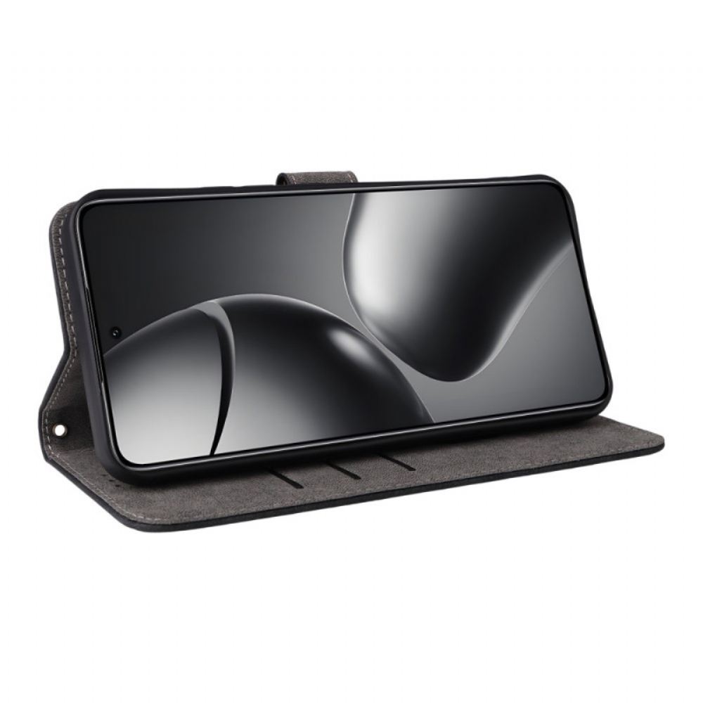 Kožený Kryt Xiaomi 15t Pro Rfid Peněženka Se Semišovým Efektem