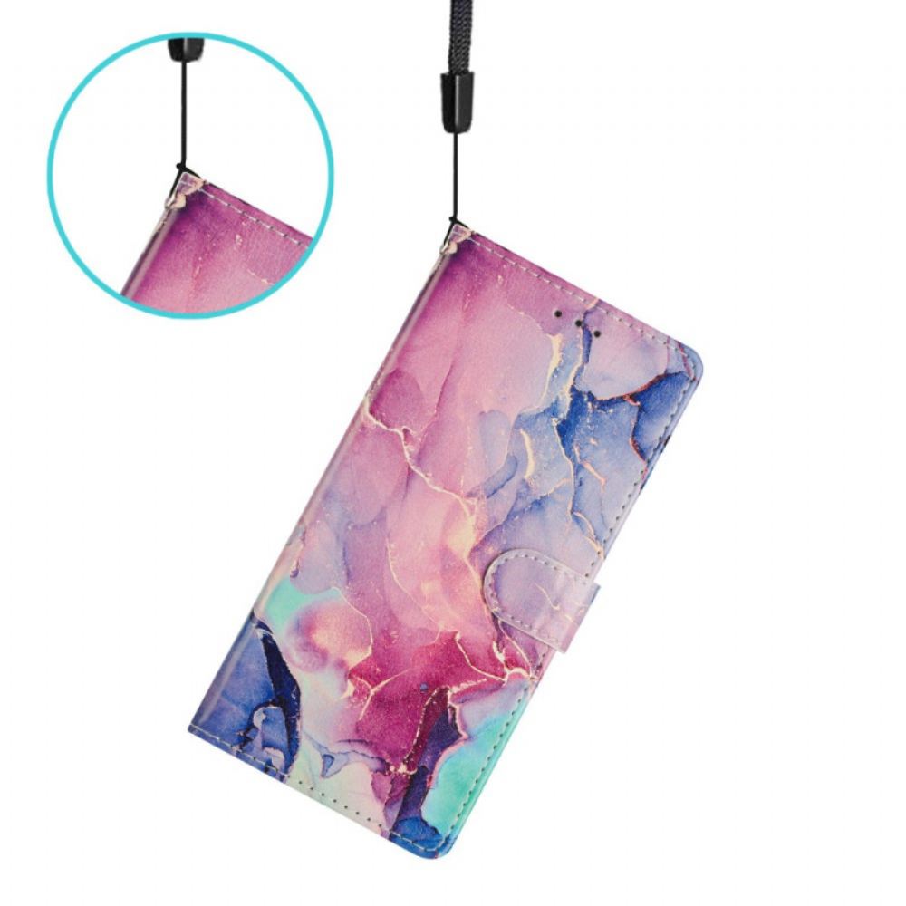 Kožený Kryt Xiaomi 15t Pro Růžovo-zelený Mramor