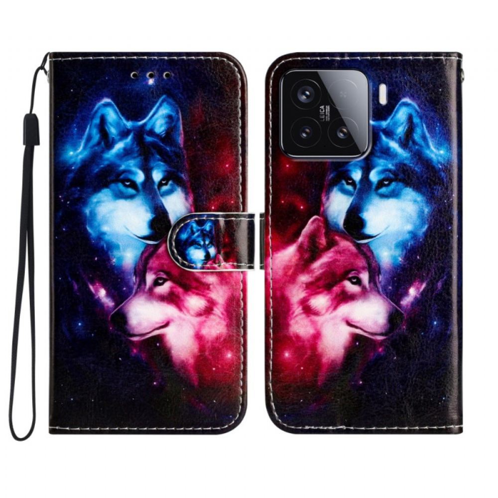 Kožený Kryt Xiaomi 15t Pro Se Dvěma Vlky