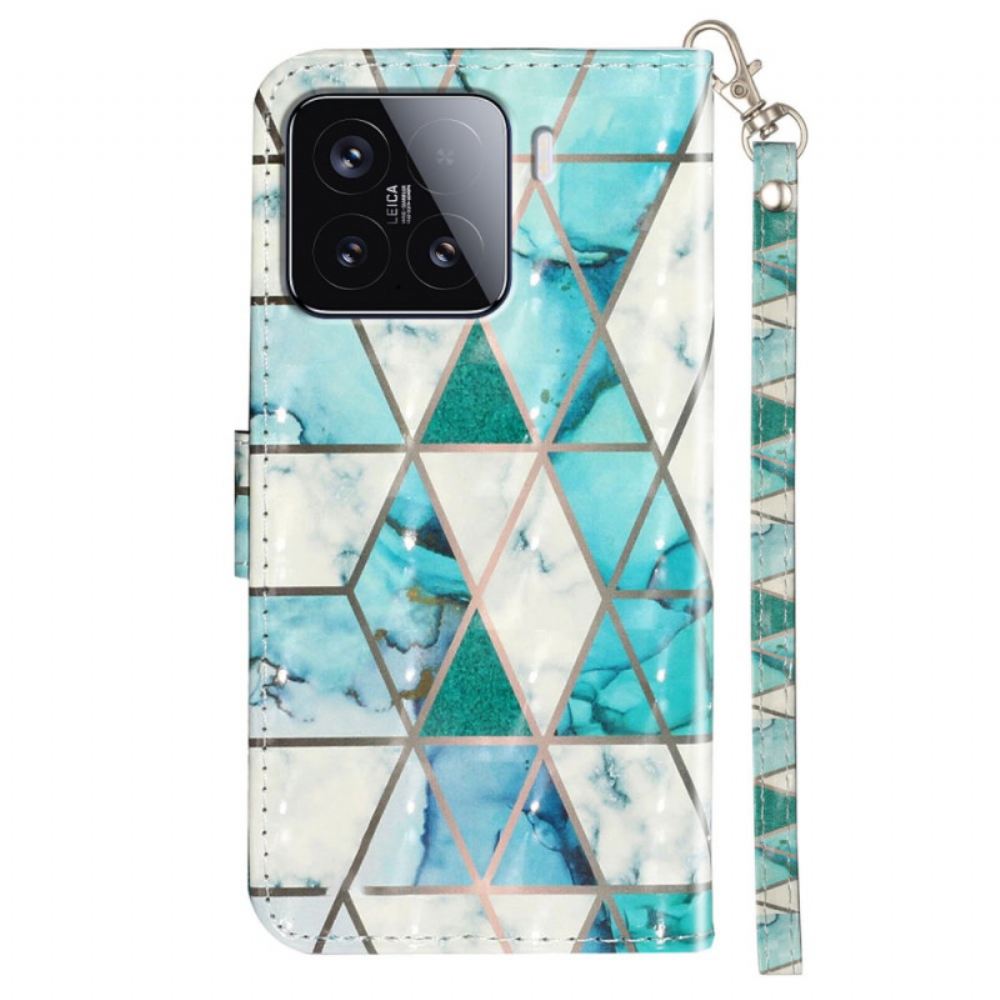 Kožený Kryt Xiaomi 15t Pro Zelený Mramor S Páskem