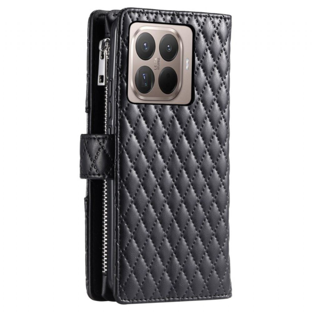 Peněženková Pouzdra Xiaomi 15t Pro Kryty Na Mobil Prošívaná S Kapsou Na Zip