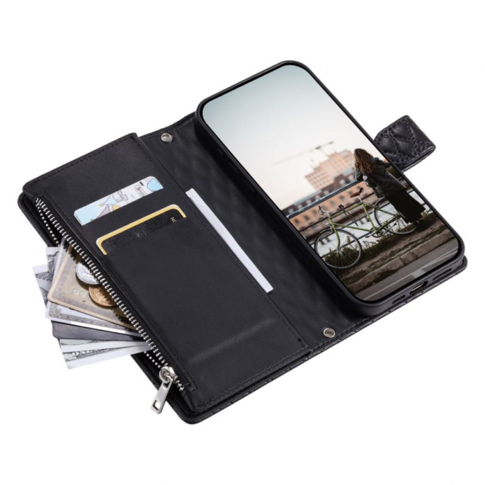 Peněženková Pouzdra Xiaomi 15t Pro Kryty Na Mobil Prošívaná S Kapsou Na Zip