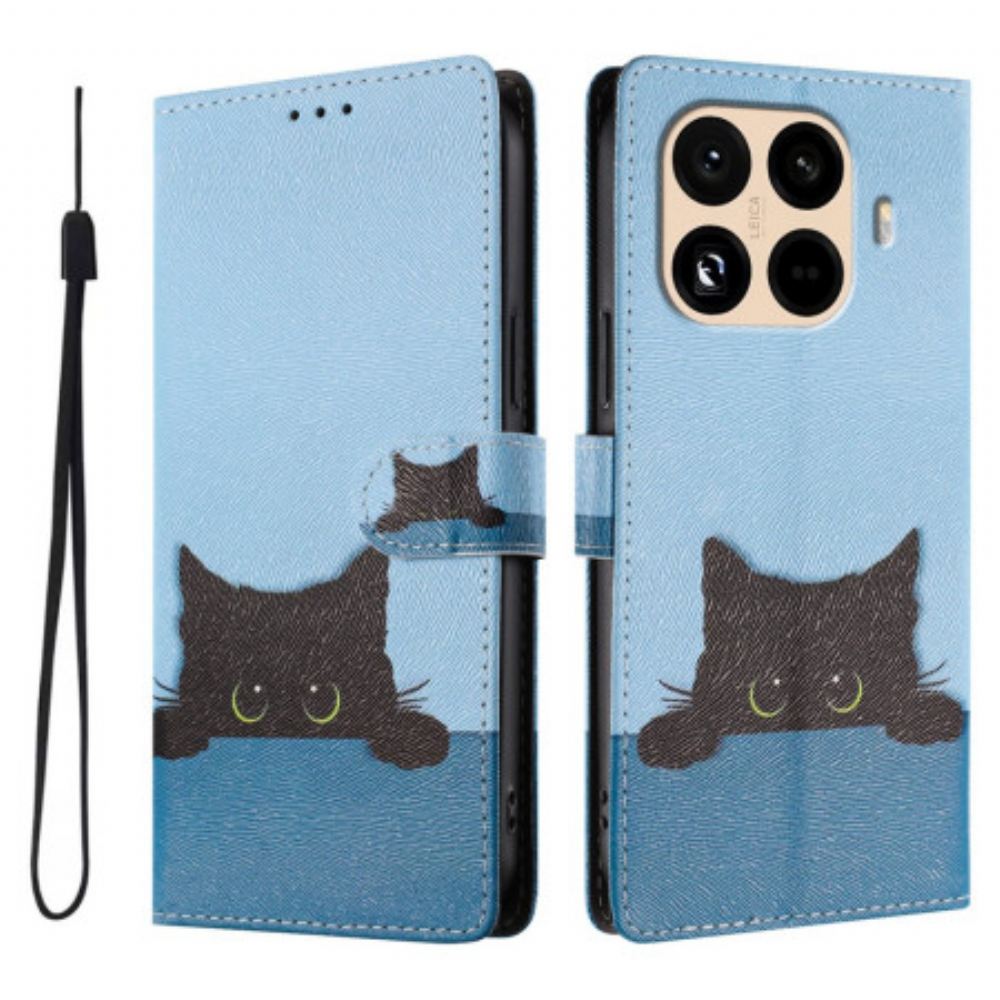 Peněženková Pouzdra Xiaomi 15t Pro Kryty Na Mobil Černá Kočka
