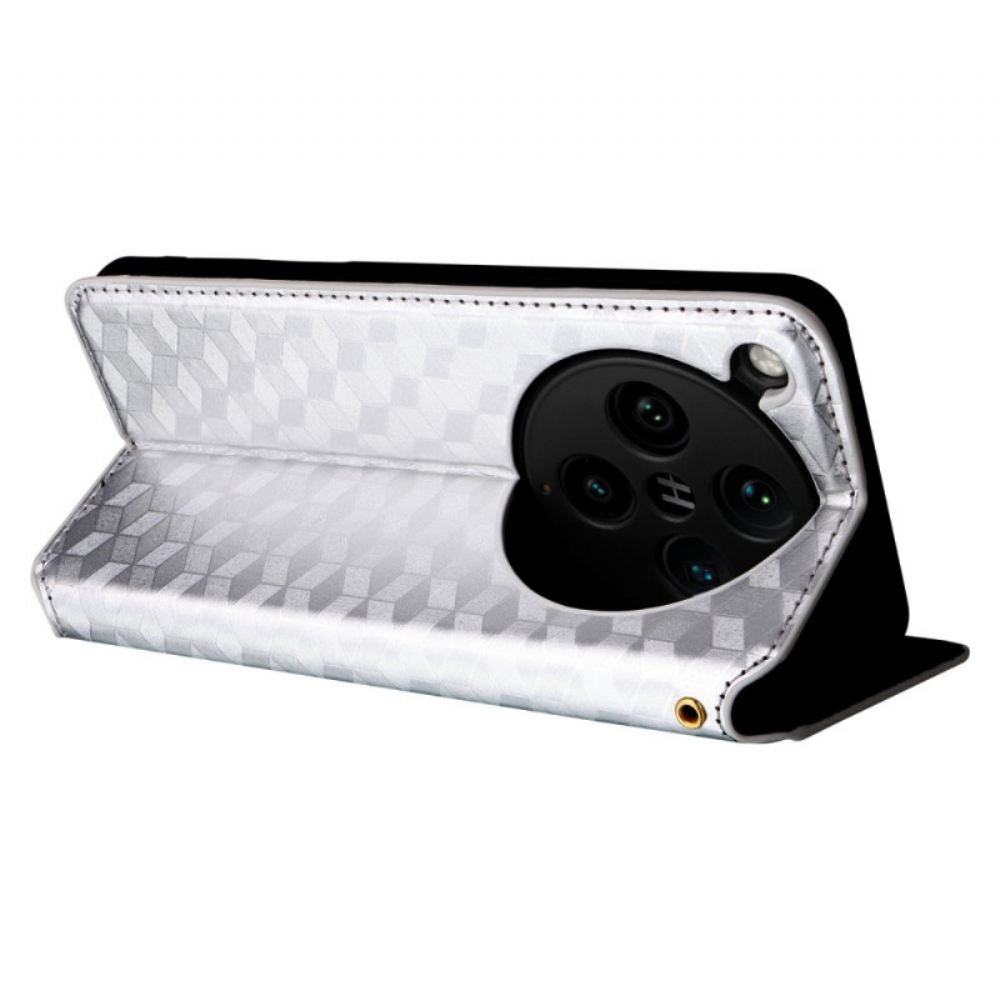 Kožené Pouzdro Folio Oppo Find X8 Pro 3d Diamantový Vzor