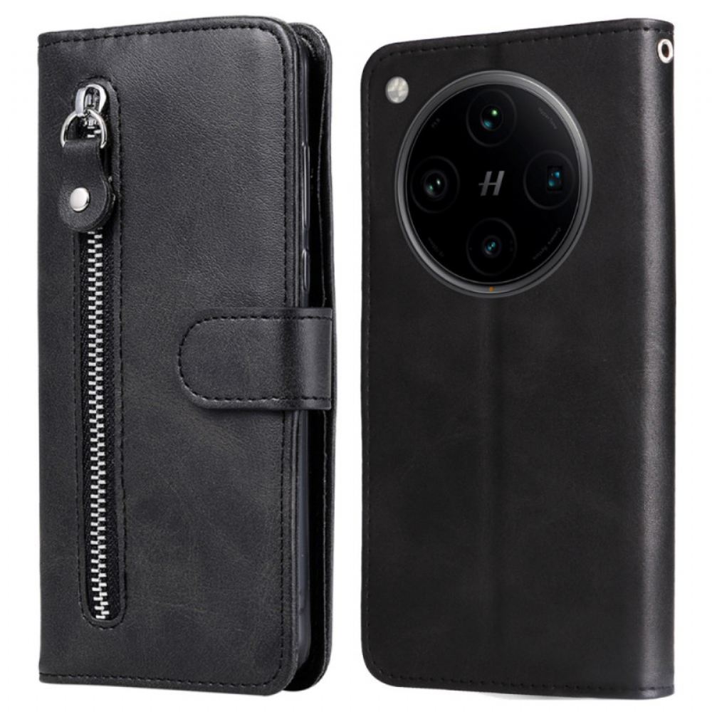 Kožený Kryt Na Oppo Find X8 Pro Přední Kapsa