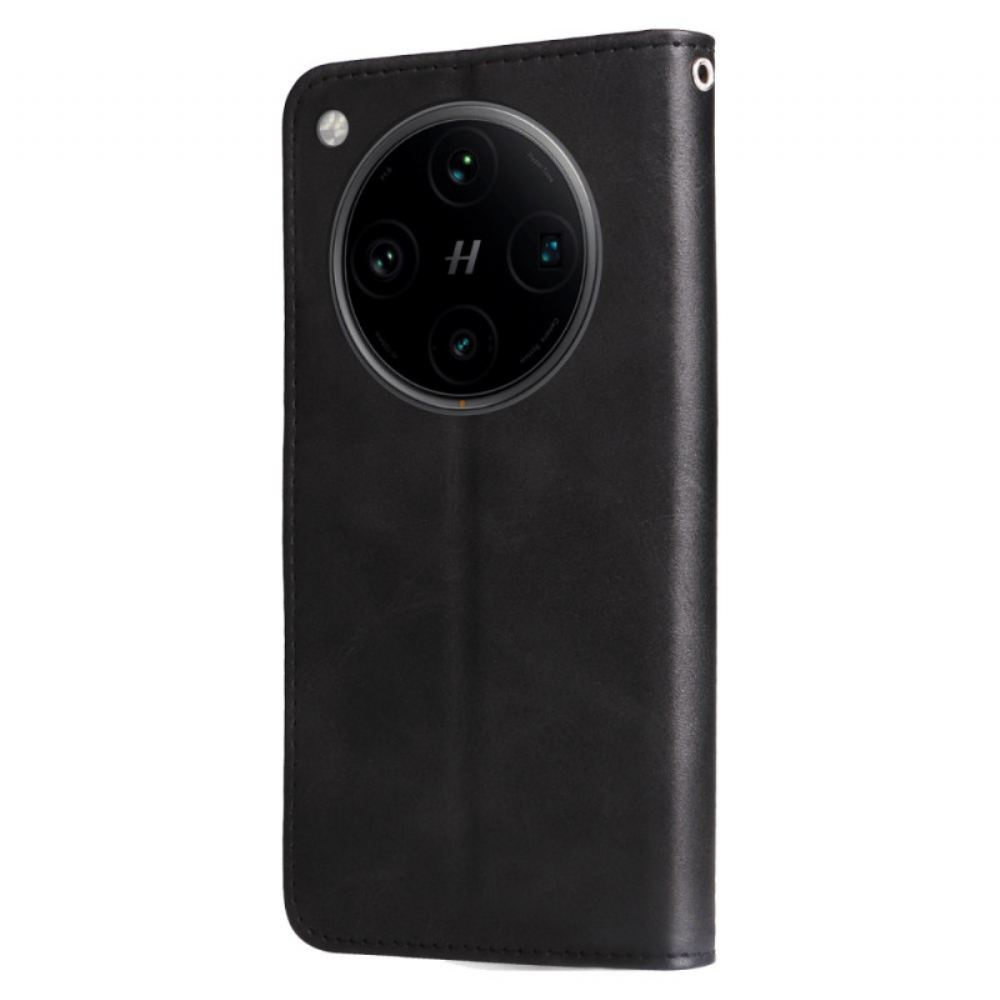 Kožený Kryt Na Oppo Find X8 Pro Přední Kapsa