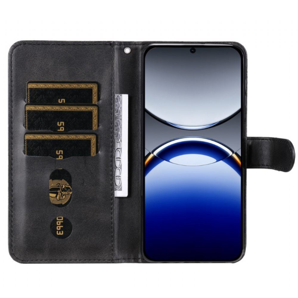 Kožený Kryt Na Oppo Find X8 Pro Přední Kapsa