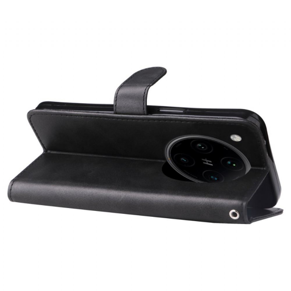 Kožený Kryt Na Oppo Find X8 Pro Přední Kapsa