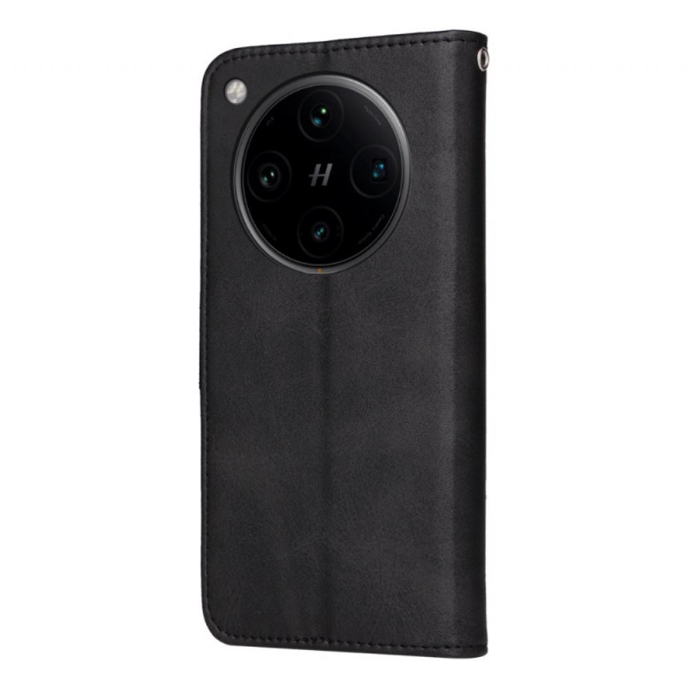 Kožený Kryt Na Oppo Find X8 Pro Řemínek Z Umělé Kůže