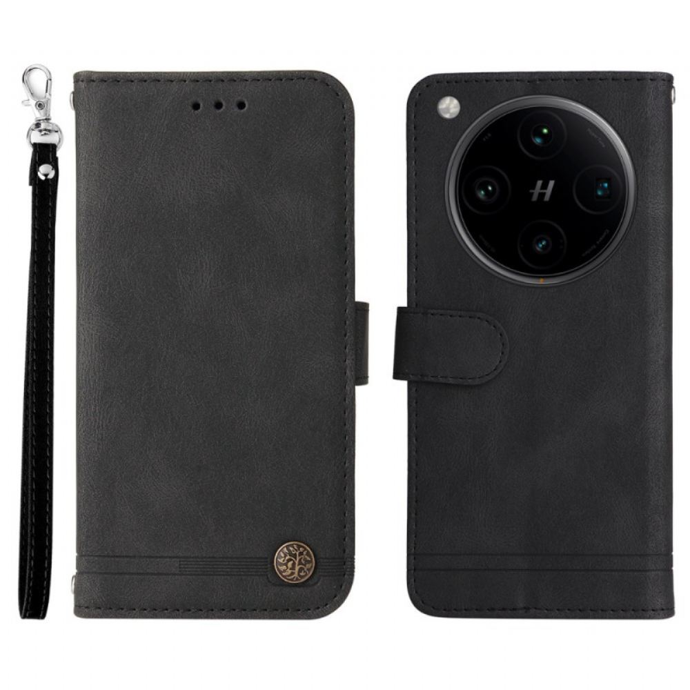 Kožený Kryt Oppo Find X8 Pro Klasický Vintage Řemínek