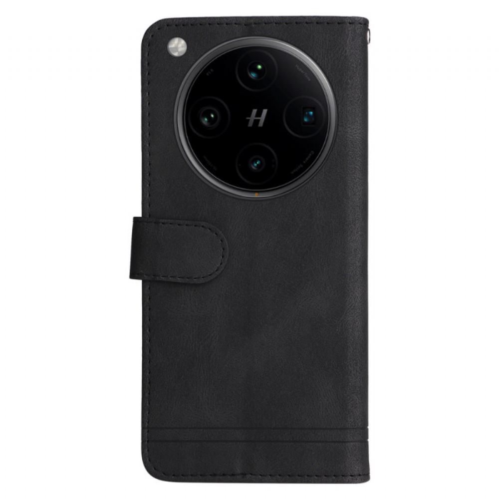 Kožený Kryt Oppo Find X8 Pro Klasický Vintage Řemínek