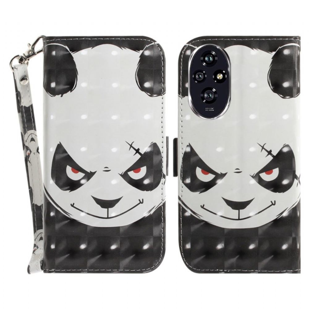 Kožený Kryt Na Honor 200 Rozzlobená Panda S Popruhem
