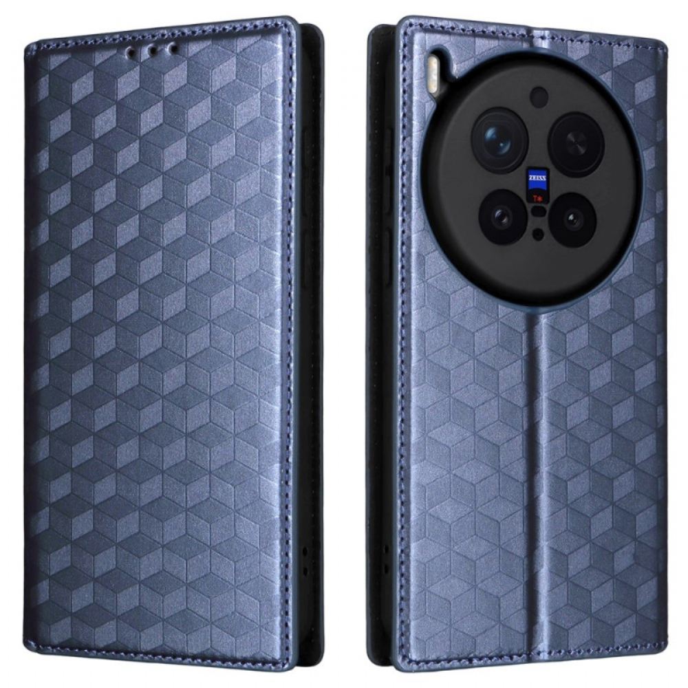 Kožené Pouzdro Folio Vivo X300 Pro Diamantový Vzor