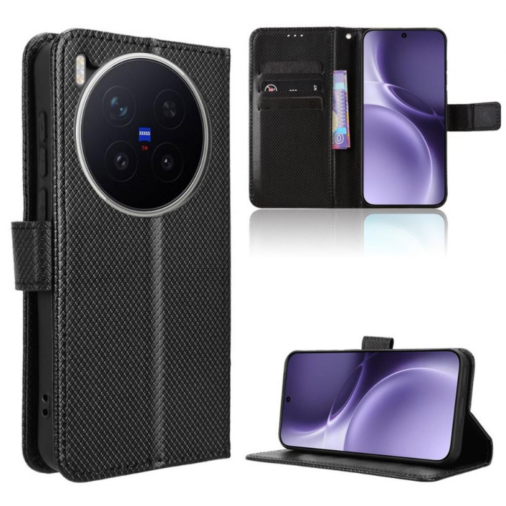 Kožený Kryt Na Vivo X300 Pro Diamantová Textura