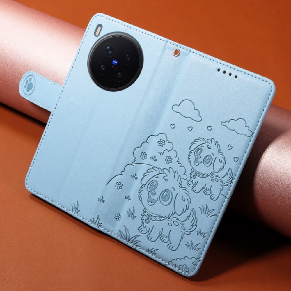 Kožený Kryt Na Vivo X300 Pro Psí Vzor S Popruhem