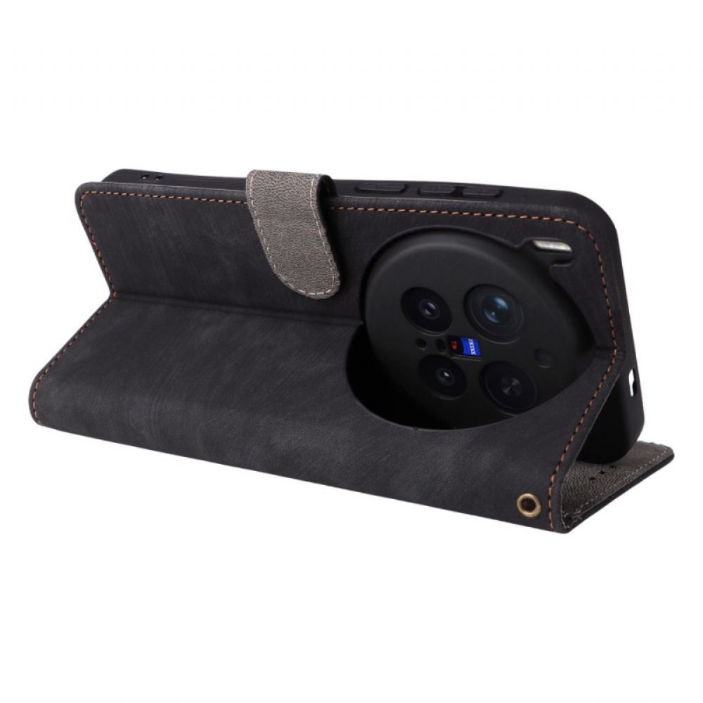 Kožený Kryt Na Vivo X300 Pro Rfid Ochrana Kožený Efekt