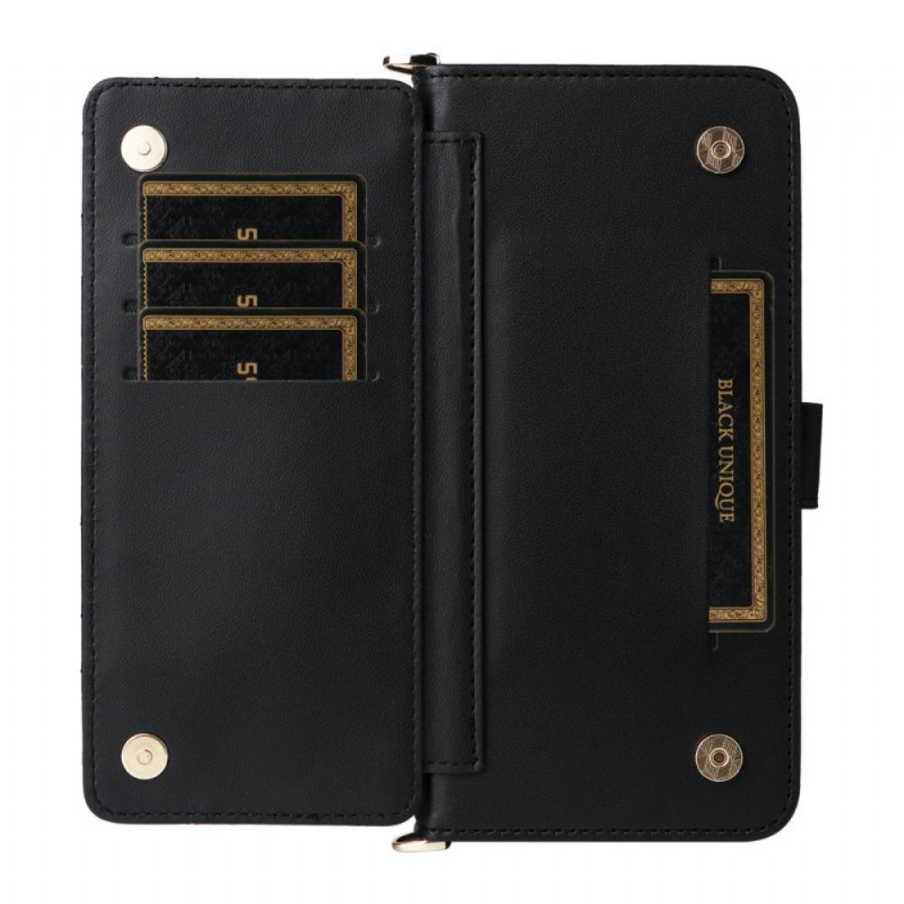 Kožený Kryt Vivo X300 Pro Prošívané S Popruhem A Ramenním Popruhem