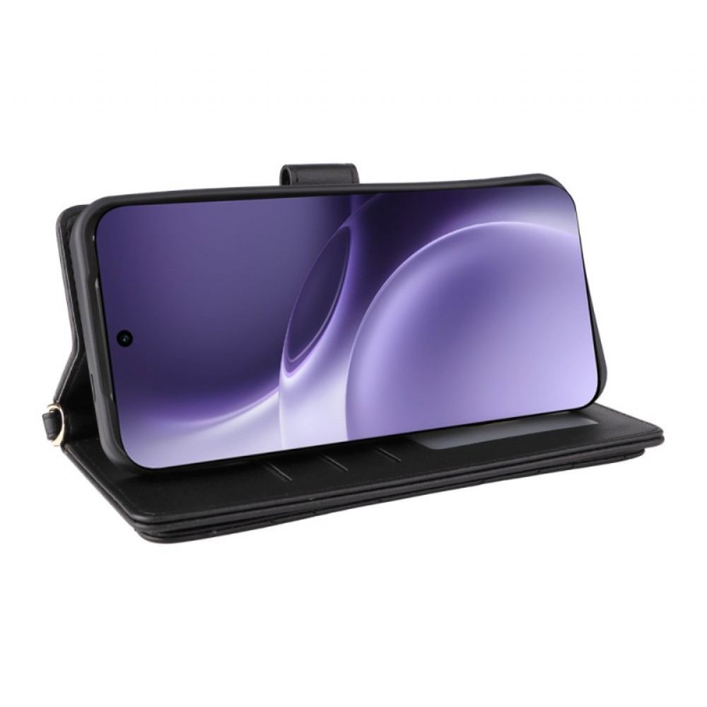 Kožený Kryt Vivo X300 Pro Prošívané S Popruhem A Ramenním Popruhem