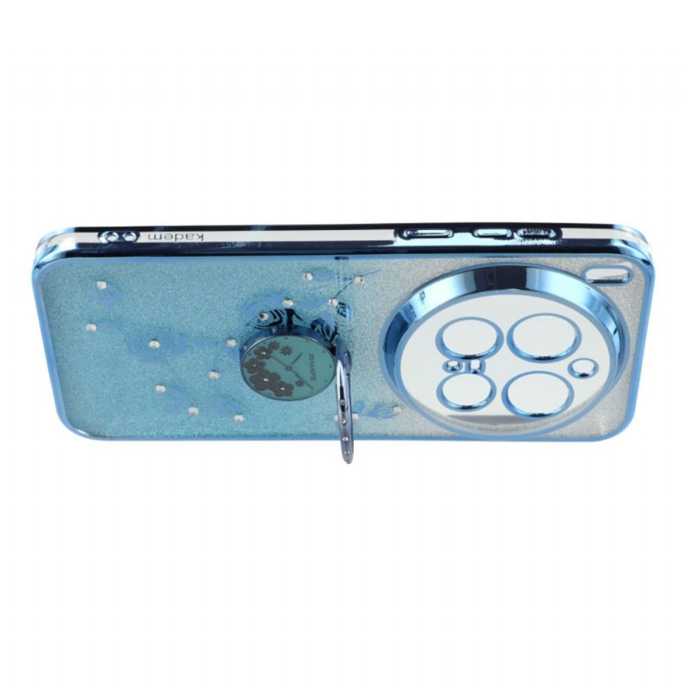 Kryt Vivo X300 Pro Držák Na Prsteny S Květinami A Kamínky