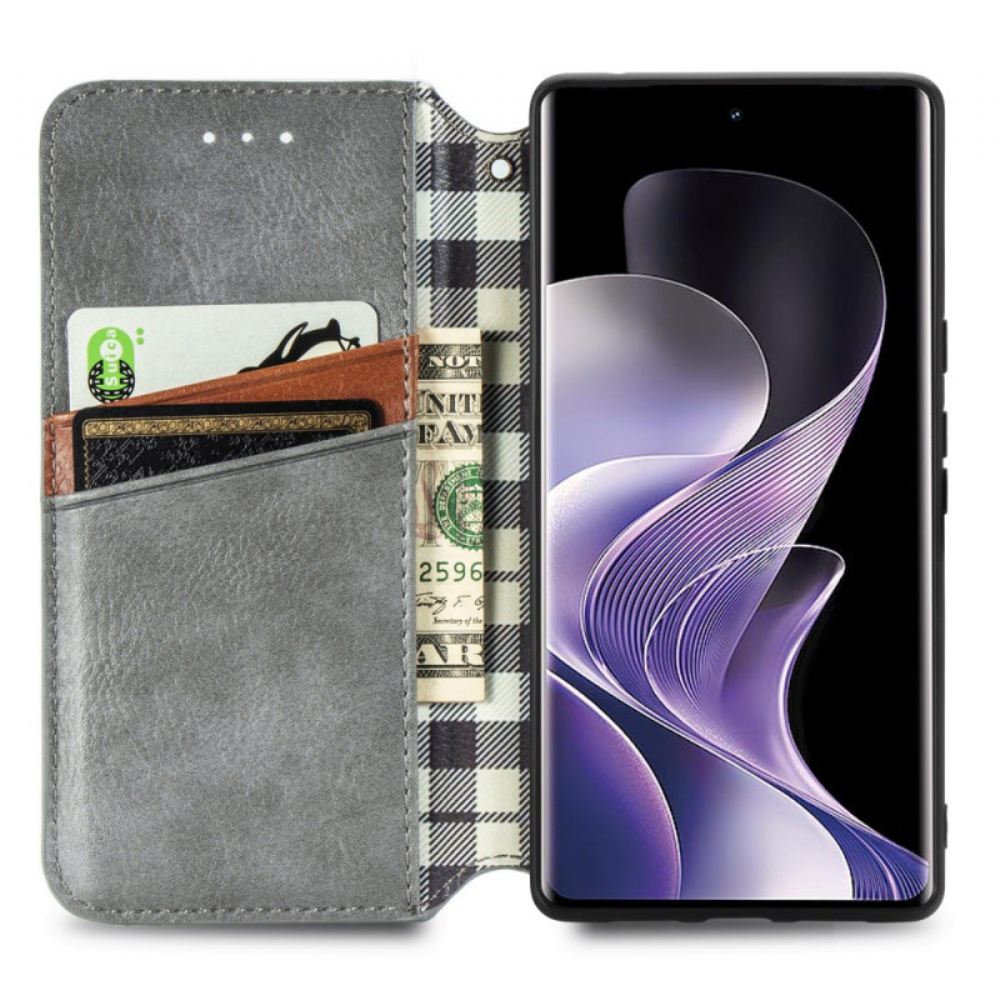 Kožené Pouzdro Vivo V40 5g Kryty Na Mobil Kosočtvercový Vzor Semišový Efekt