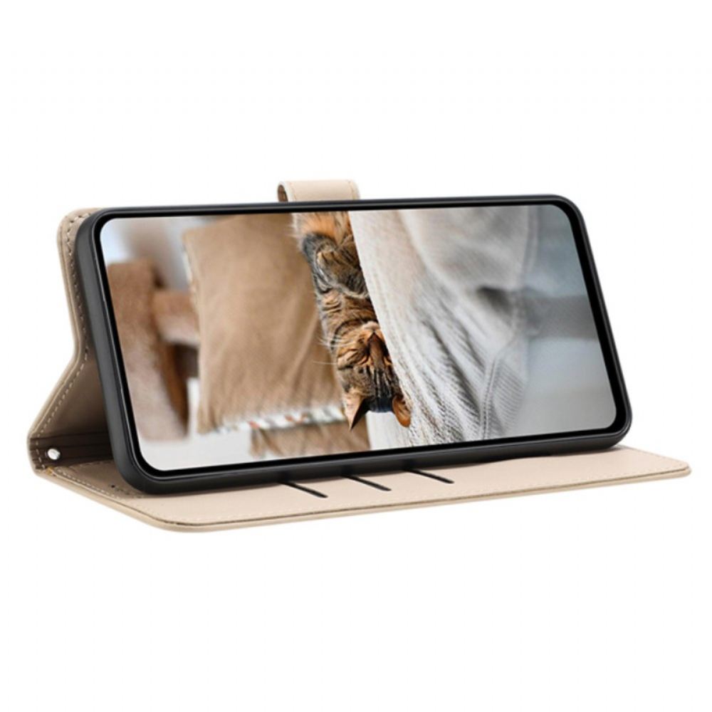 Kožený Kryt Na Vivo V40 5g Kočičí Vzor S Řemínkem