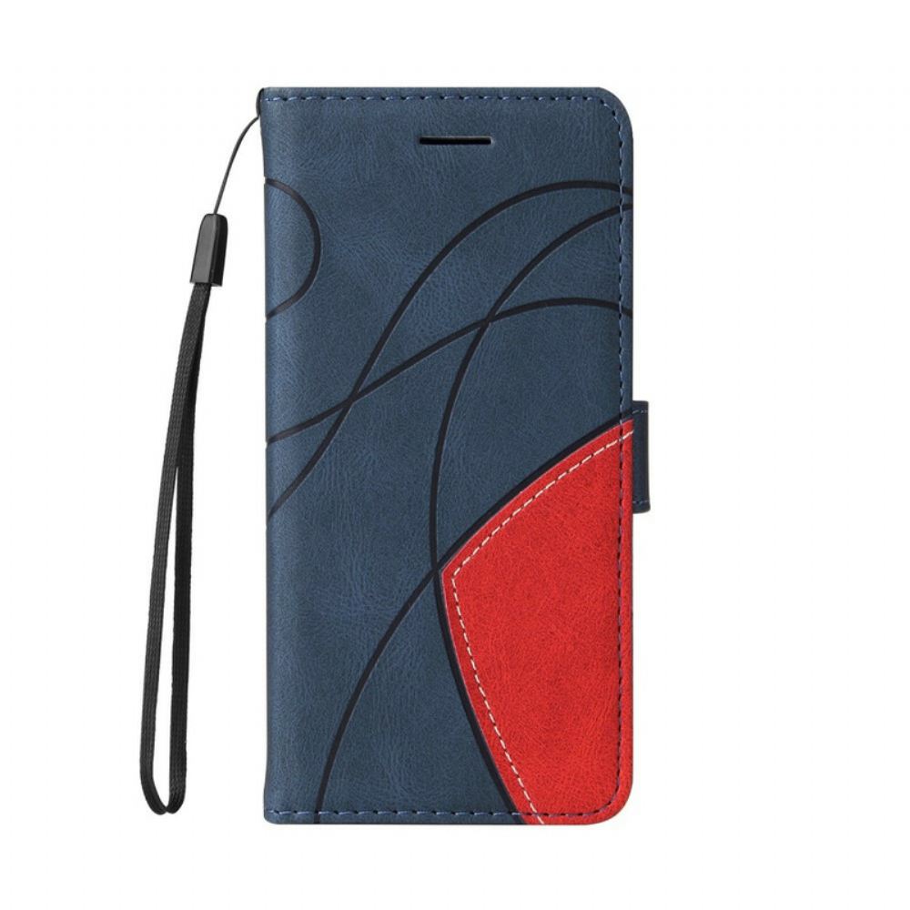 Flipové Pouzdro Na iPhone 13 Dvoubarevná Charakteristická Umělá Kůže
