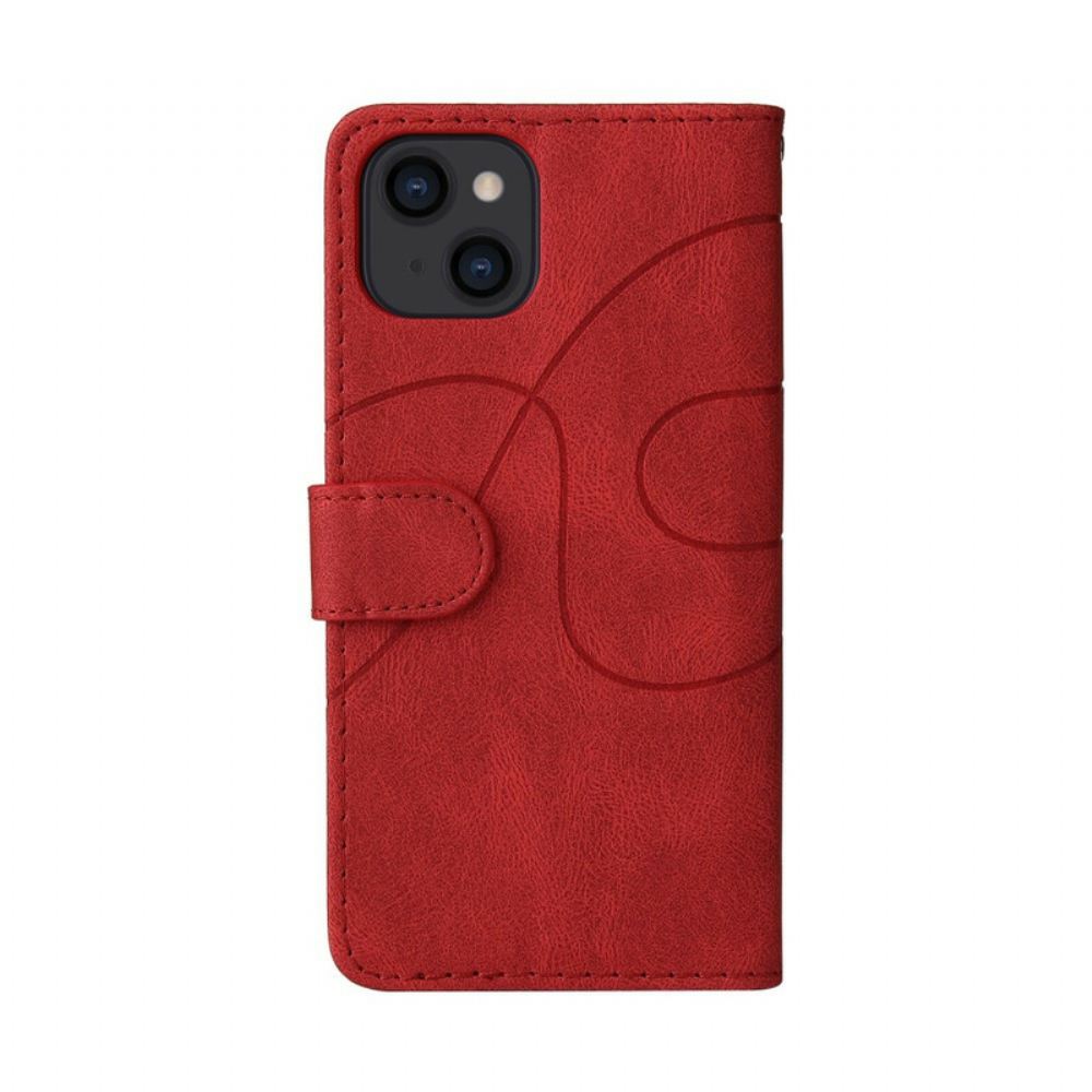Flipové Pouzdro Na iPhone 13 Dvoubarevná Charakteristická Umělá Kůže