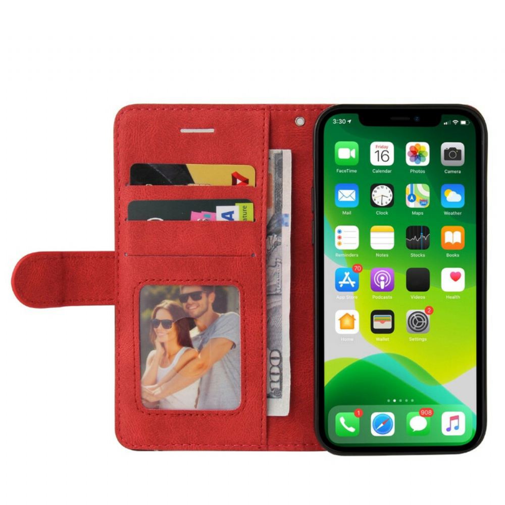 Flipové Pouzdro Na iPhone 13 Dvoubarevná Charakteristická Umělá Kůže