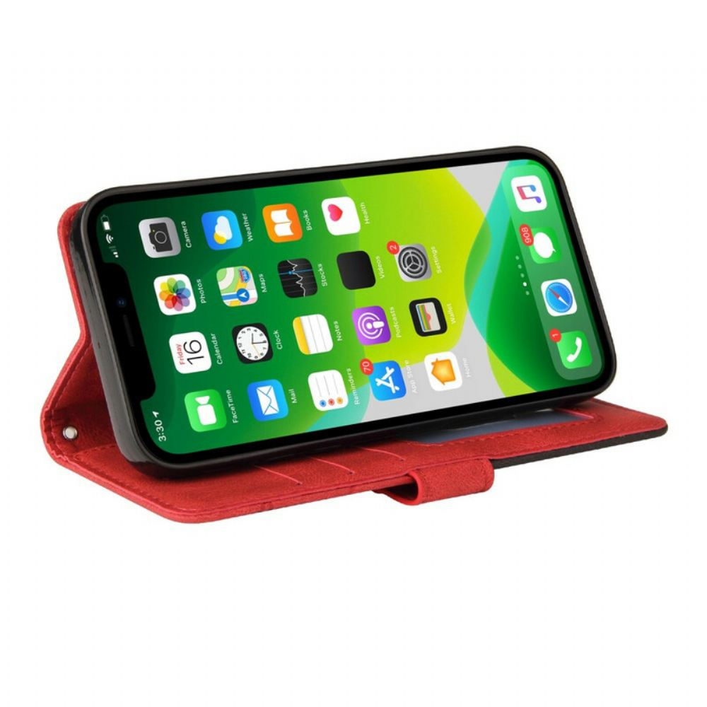 Flipové Pouzdro Na iPhone 13 Dvoubarevná Charakteristická Umělá Kůže