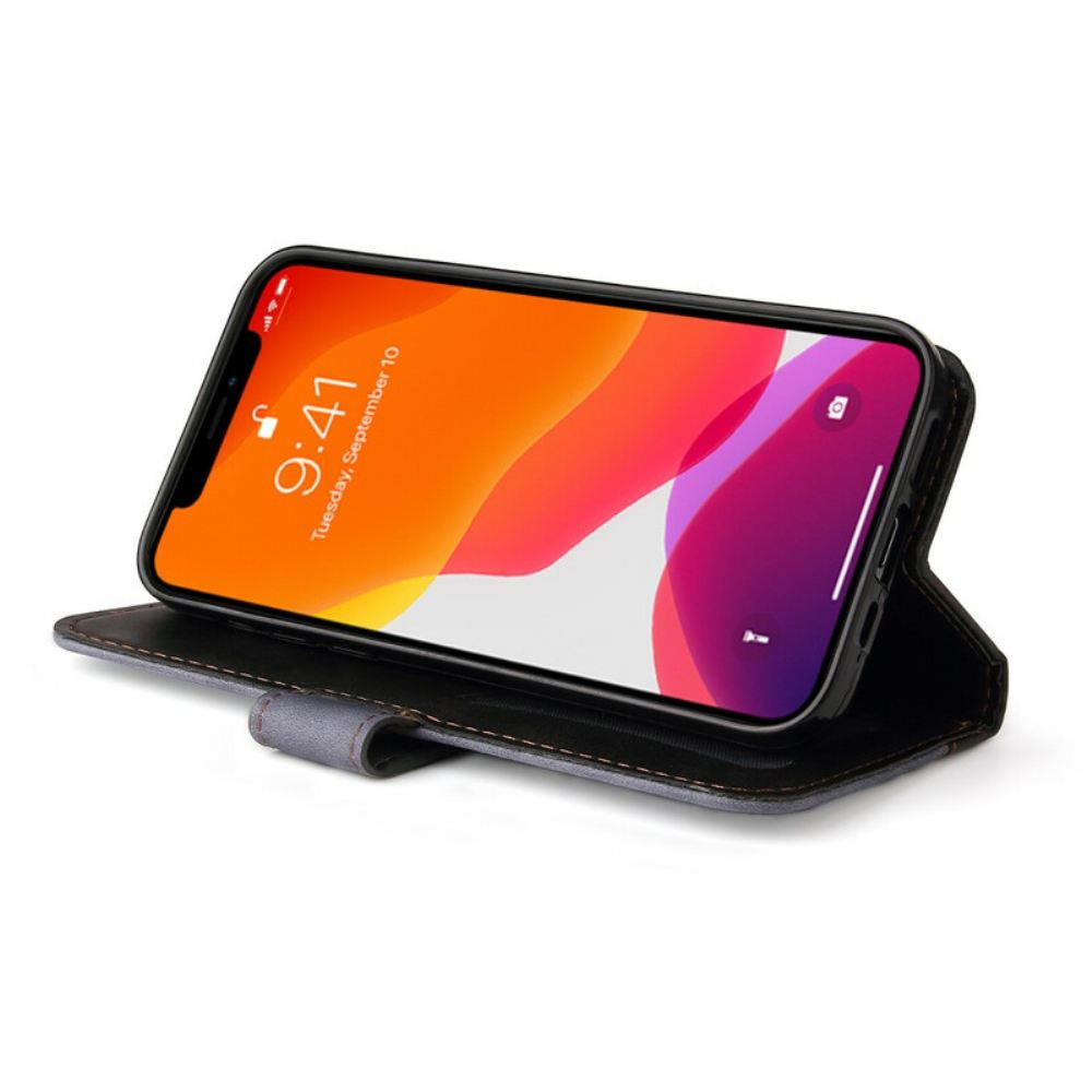Flipové Pouzdro Na iPhone 13 Dvoubarevná Umělá Kůže